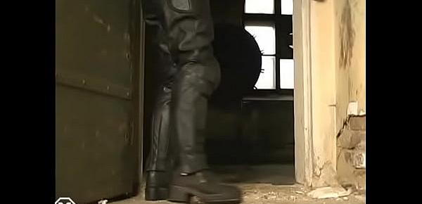  uniform army leatherpants lethal  girl ballbusting